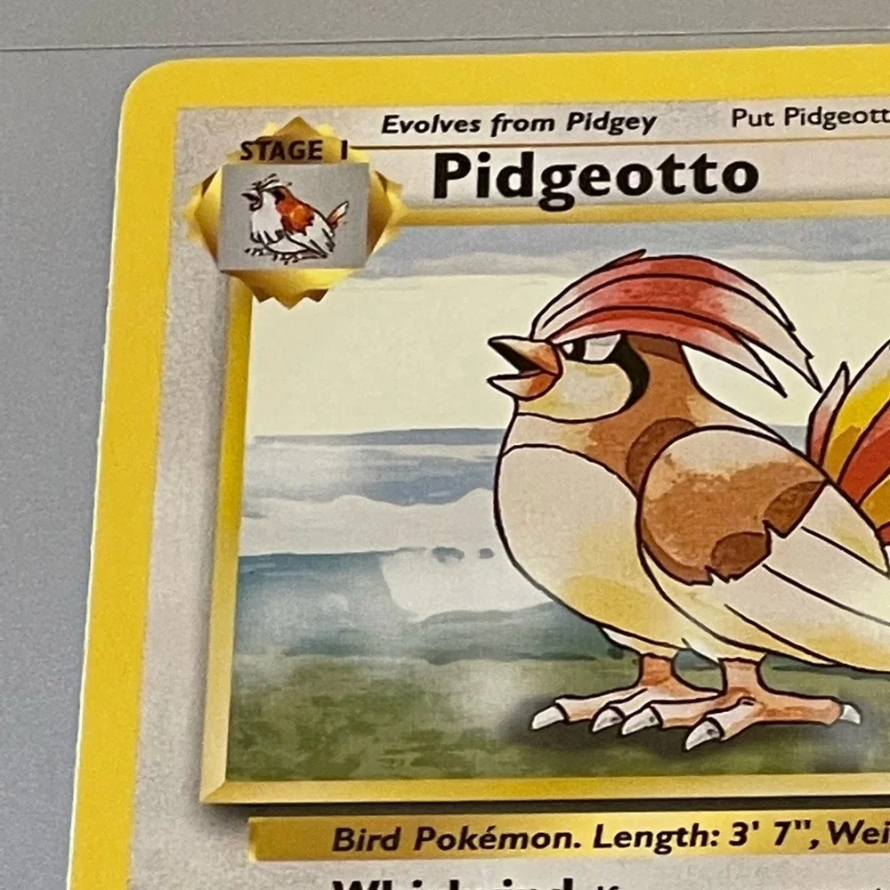 Pokémon Base Set 2: Rare Pidgeotto + purple Psychic Energy card